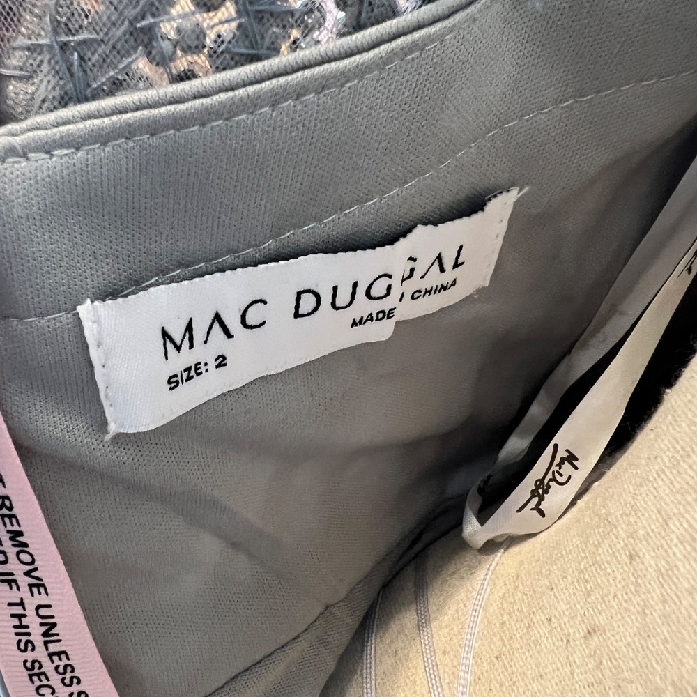 NWT Mac Duggal [2] 20252 Embellished A-Line Cocktail Dress Silver Gray Sequin - Picture 11 of 13